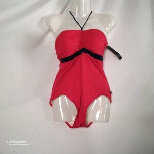 Tommy Hilfiger Navy 1 Pc. Bandeau Swimsuit Foam Heart Shape Halter Tie NWT Sz. 8